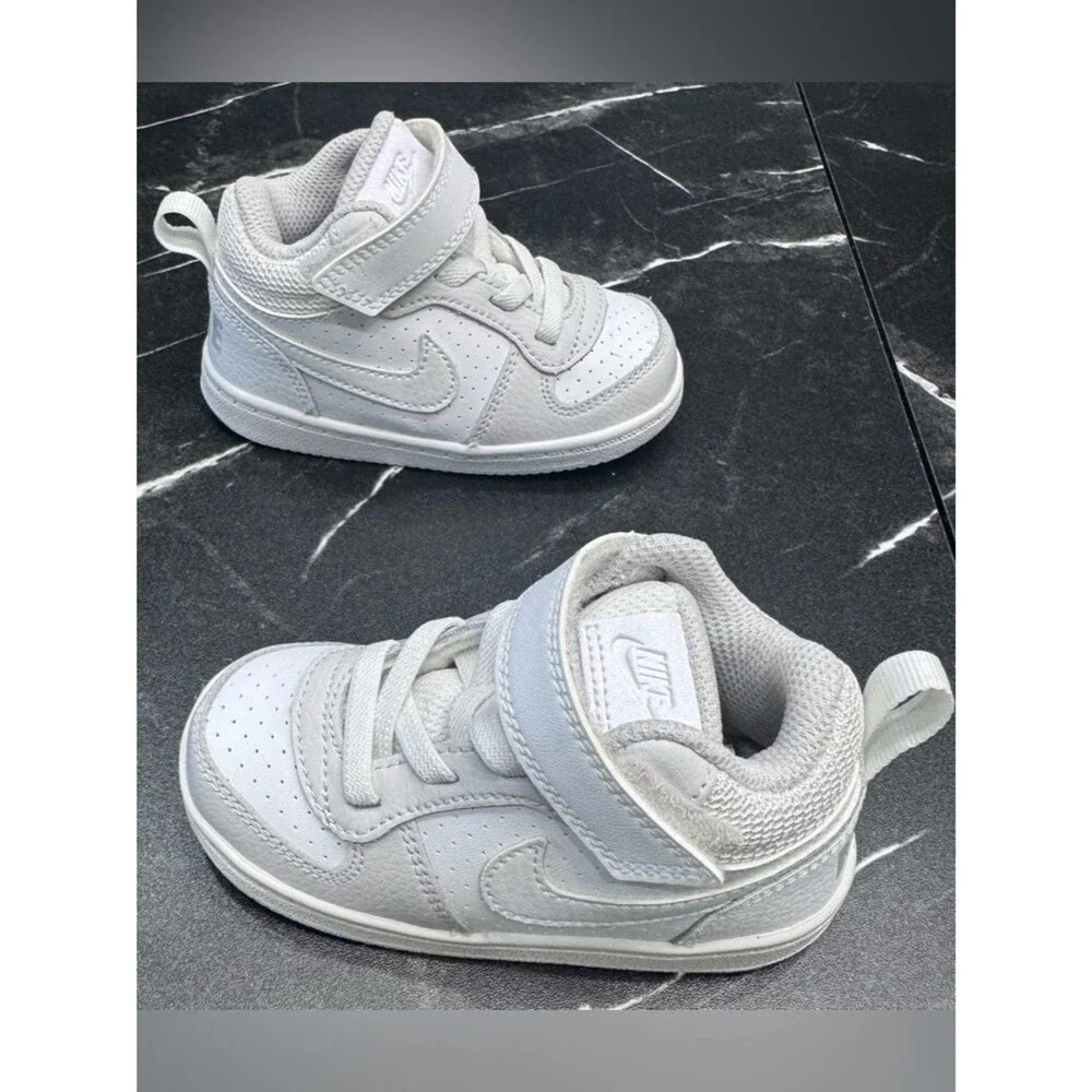 Nike Kids High Top Sneakers White Gray Toddler 6C BNWOB Hook Loop
